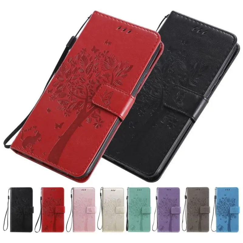 

Lovely Cat Tree Book Case For Huawei P30 P20 Pro P10 P8 P9 Lite Mini 2017 P20Lite 2019 Coque Fashion Wallet Card Slot Funda E06F