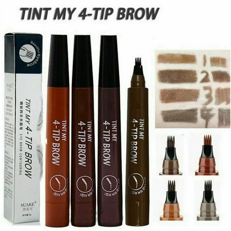 

Eyebrow Liner 4 Points Eyebrown Pen Waterproof Fork Tip Long Last Sweat-Proof 4 Tip Tint Eyebrow Tattoo Pen Lady Eyebrow Pencil