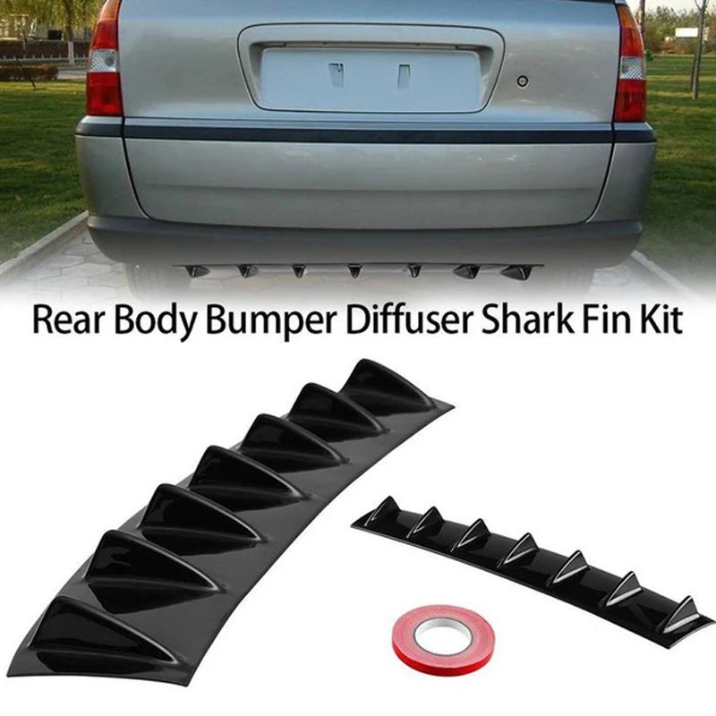 33/'/' x5/'/' Shark Fin Universal CARBON ABS 7 Wing Lip Diffuser Rear Bumper Chassis