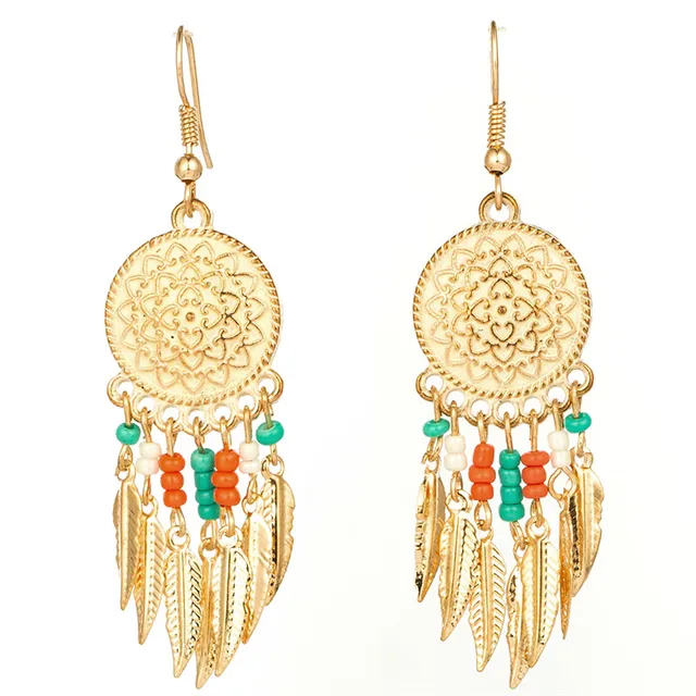 Boho Ethnic Large Golden Luxury Dangle Drop Earrings Hanging for Women Female Fashion 2019 Jewelry Wedding Earrings for Brides E021198-cc