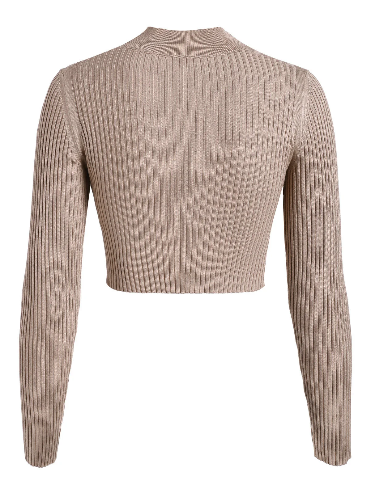 ZAFUL женский укороченный пуловер с перекрещивающимися крест-накрест, свитер, водолазка с глубоким v-образным вырезом и вырезами, топы с длинным рукавом, короткий однотонный пуловер