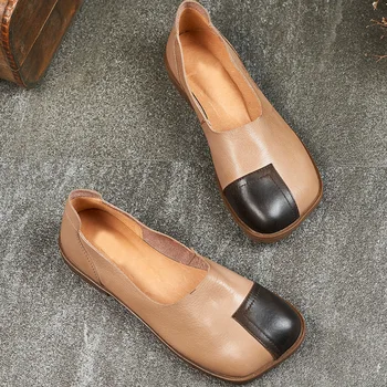 

2020 Spring Penny Loafers Women cow leather Moccasin Genuine Leather Slip On Round Toe Flats Plus Size Shoes Handmade