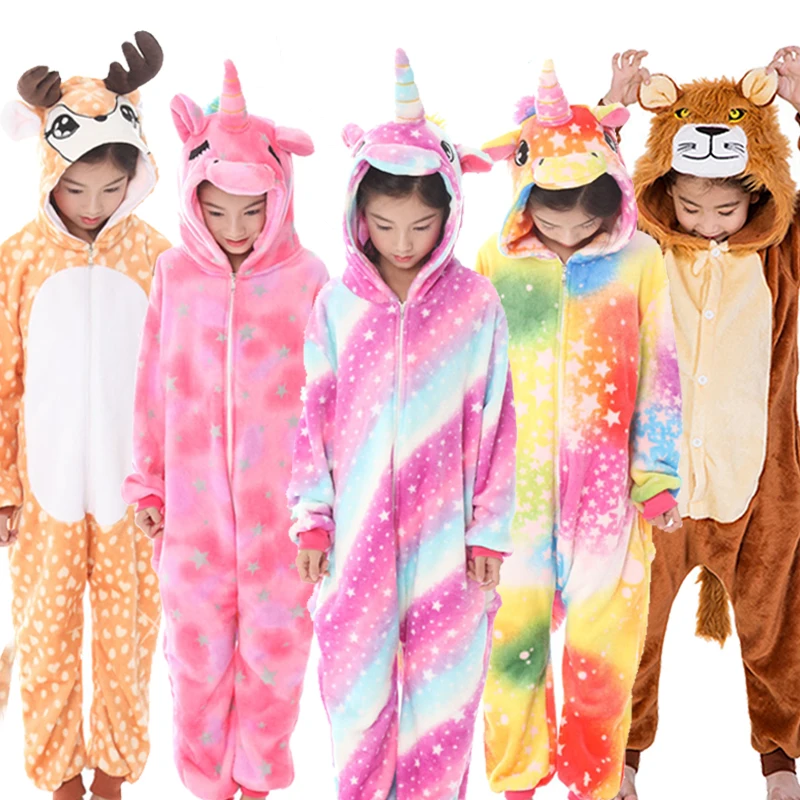 Boys Girls Unicorn onesies Kigurumi Pajamas Cartoon Animal Licorne Onesie Boy Halloween Costume Pyjamas Kids Baby Clothes