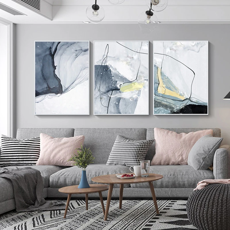 INK GREY ABSTRACT MARBLE CANVAS PRINT
