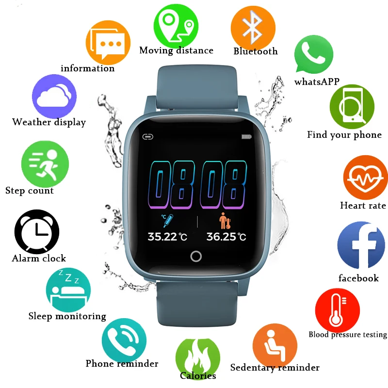 

Smartwatch Women Men Body Tempareture Measurement Heart Rate Blood Pressure Monitor Smart Watch Sport Remote Control Bracelet