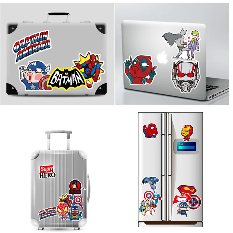 50PCS Anime Super Hero Stickers Marvel DC Suitcase Trolley Case Stickers Superman Batman Graffiti Sticker for Skateboard Luggage