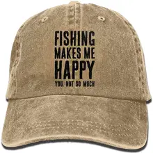 TSDFCFishing Make Me Happy1 Бейсболка унисекс хлопковая джинсовая Регулируемая Кепка в стиле хип-хоп для мужчин и женщин