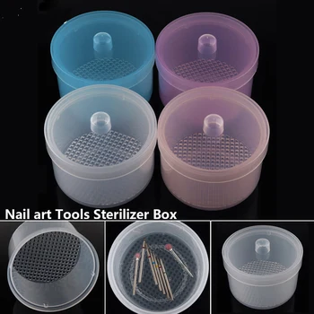

Hot Sale Nail Salon Nail Drill Bits Disinfection Storage Box Nail Art Manicure Tool Round Clean Sterilizer Cleaning Plastic Case