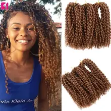 

SAMBRAID Kinky Curly Crochet Braid Hair 8 Inch Marlybob Curly Crochet Hair Synthetic Braiding Hair Ombre Hair Extensions