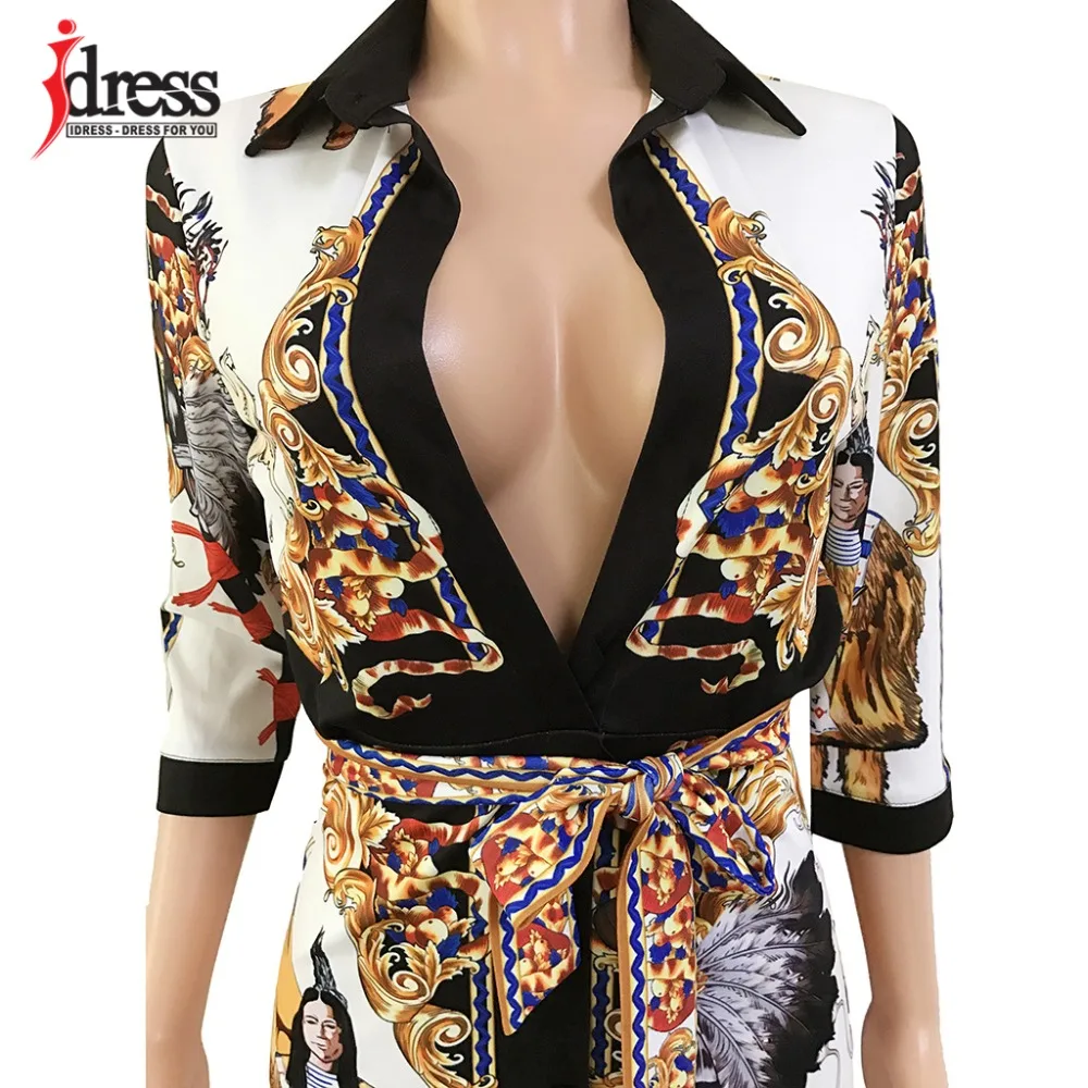 IDress Runway Design 2020 Sexy V Neck Party Dress Horses Print Dress Elegant Midi Dress for Women Slim Casual Bodycon Dresses (2)