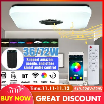 

Support wifi Modern LED Ceiling Lights Dimmable RGB Music Lamp bluetooth Speaker Remote APP Control for Livingroom 110V/220V