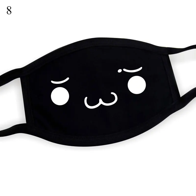 1 шт хлопок Пылезащитная маска для лица аниме мультфильм Счастливый медведь Женщины Мужчины муфельные маски со ртом для лица мультфильм милые кошки маска черный - Цвет: 8