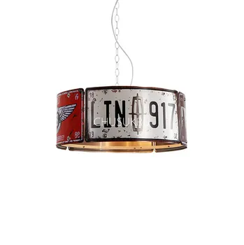 

Industrial wind Pendant Lamp retro loft iron art personality American bar restaurant net coffee iron art creative license plate