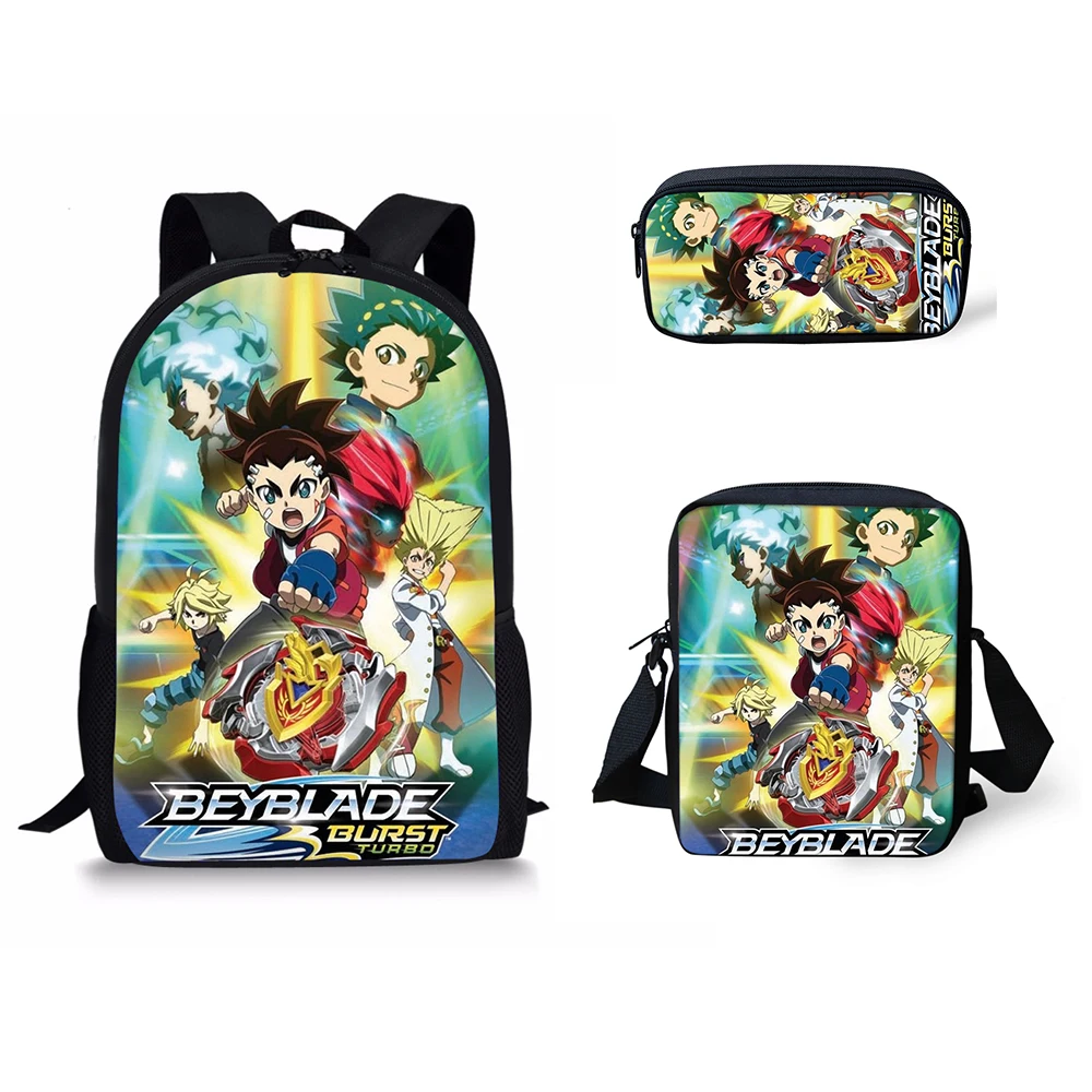

HALYUNASC 3PCs/Set Children's School Backpack Beyblade Prints Pattern School Bags Cartoon Anime Design Teenagers Book-Bags Set