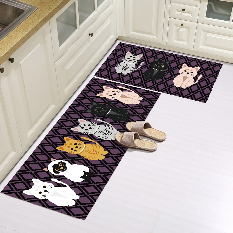 Моющийся входной коврик мультфильм коврик с изображением кошки кухня Печатный ковер наружная ковровая дорожка в коридор входная передняя дверь Нескользящие коврики