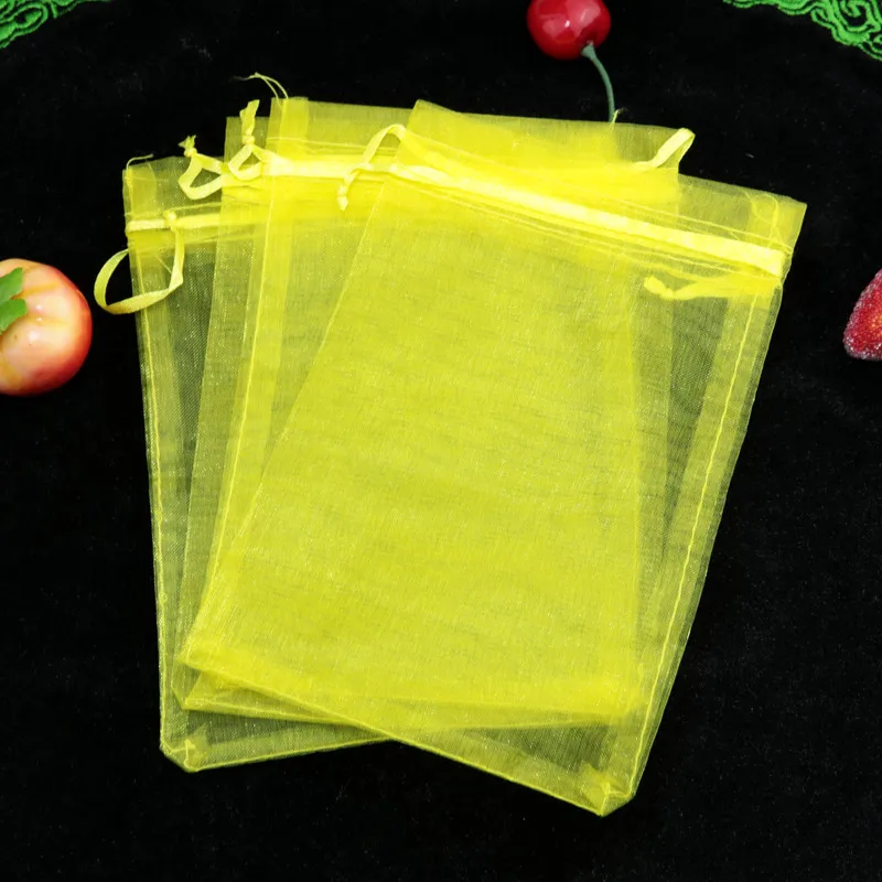 100 шт Высокое качество 17x23 см большой мешок из органзы Белый цвет свадебный подарок конфеты мешок для подарков, упаковка для ювелирных изделий сумки - Цвет: Цвет: желтый