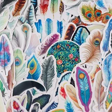 

CB986 63PCS/SET Colorful Feathers Stationery Stickers Diary Planner Decorative Mobile Sticker Scrapbooking DIY Craft Sticker