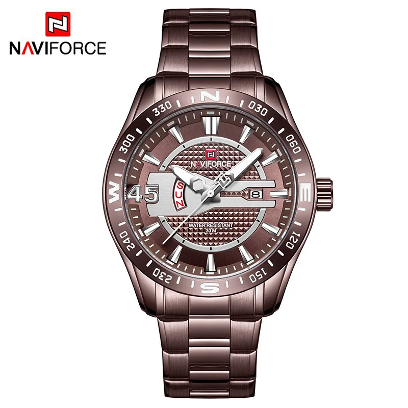 

Naviforce Xiang 9157 Business Stainless Steel Quartz Watch Fashion Charm Calendar Week MEN'S Watch