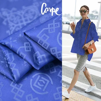 

Jacquard blue cotton silk fabric vintage silk and cotton blended fabric,SCT643