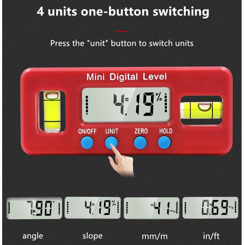  4 in 1 Precision Mini Digital Protractor Inclinometer Angle Finder Electronic Level Built-in Magnet