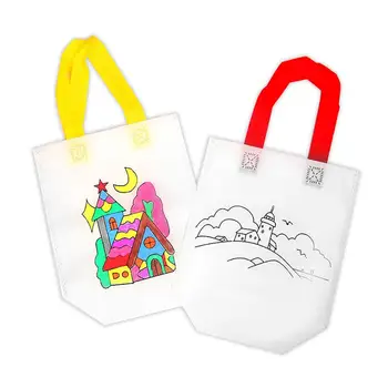 

KIds Handmade Environmental Protection DIY Bag Graffiti Bag Tote Kids Color Painting Toy Kindergarten Hand Painting