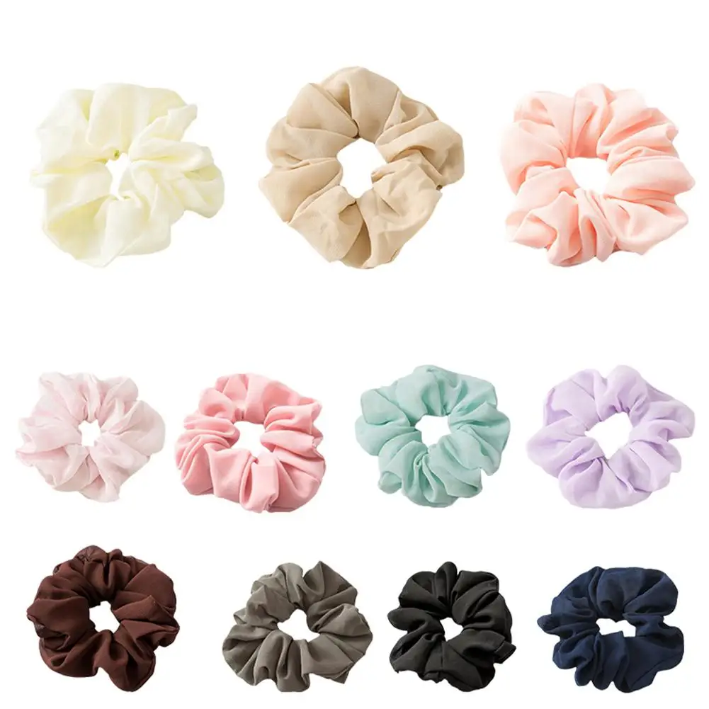 Clothing Accessories 2PCS Chiffon Simple Solid Color Large Intestine Circle Hair Band Elastic Band Fabric Hair Ring Jewelry