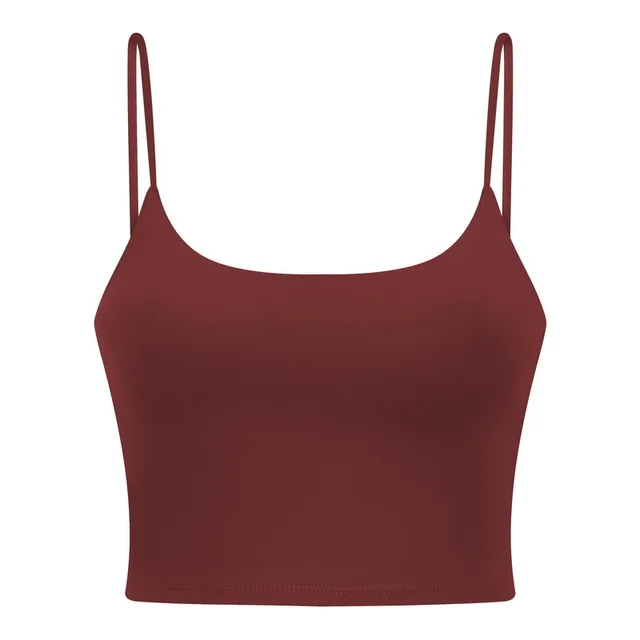 Solid Color Lulu Sport Tank Top Women Fitness Bra Yoga Vest No Rims With Chest Pad Butter Soft Beauty Back Half Sling Gym Clothe Deep red