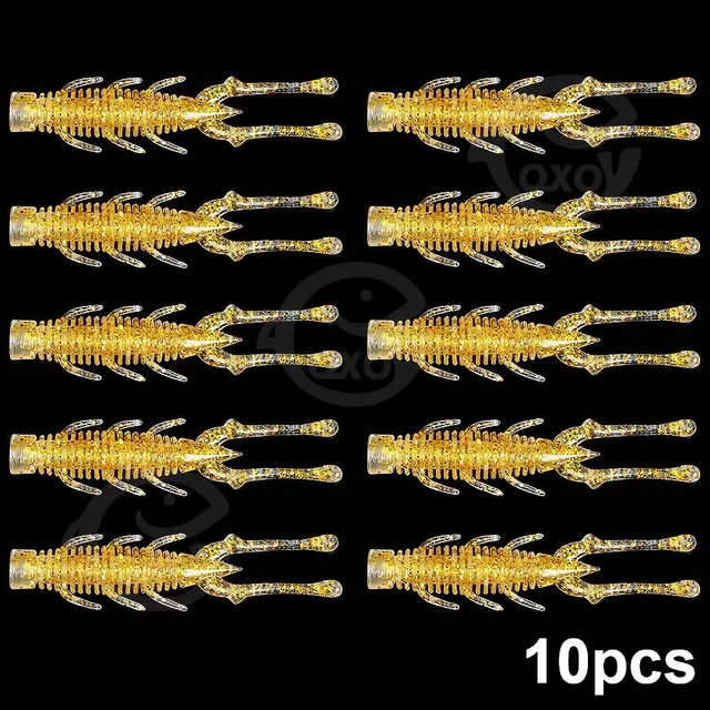 QXO 10pcs/lot Fishing Lure Soft Lure Silicone Bait TPE Sea Fishing Worm Spinnerbait Surface Lure Shrimp Lure  Accessories C 10pcs