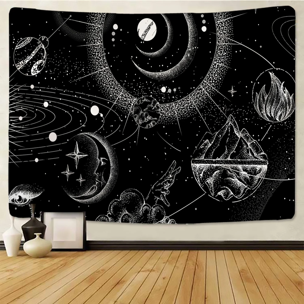 Black White Tapestry Wall Hanging Black White Mandala Tapestry Fashion Black Aliexpress