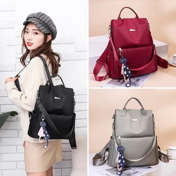 

Shoulder bag women 2018 new trend oxford cloth fashion women travel small bag black backpack