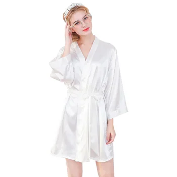 

Women's Robes Solid Color Women's Robes Short-Silk Morning Gowns Sexy Robe Extra Large Bathrobe