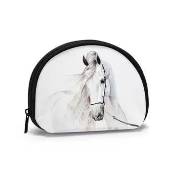 

Women Wallets Zipper Small Wallet Short Credit Card Coin Purse FemaleWatercolor Andalusian Horse Portrait