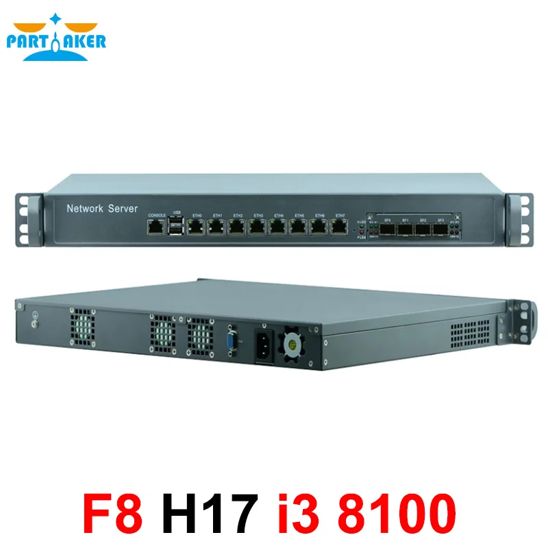 1U Rackmount Caso Di Server 8 Intel Lan Lga1151 Intel Core I3 8100 Firewall Router Con 4 Gigabit Sfp Porte 8G Di Ram 128G Ssd Pfsense