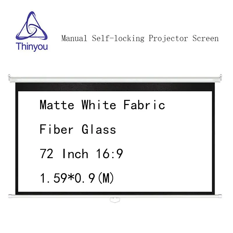 Thinyou Manual self-locking Projector Screen 72 inch 16:9 Matte White Fabric Fiber Glass Pull Down Screen for home theater Thinyou Manual self-locking Projector Screen 72 inch 16:9 Matte White Fabric Fiber Glass Pull Down Screen for home theater