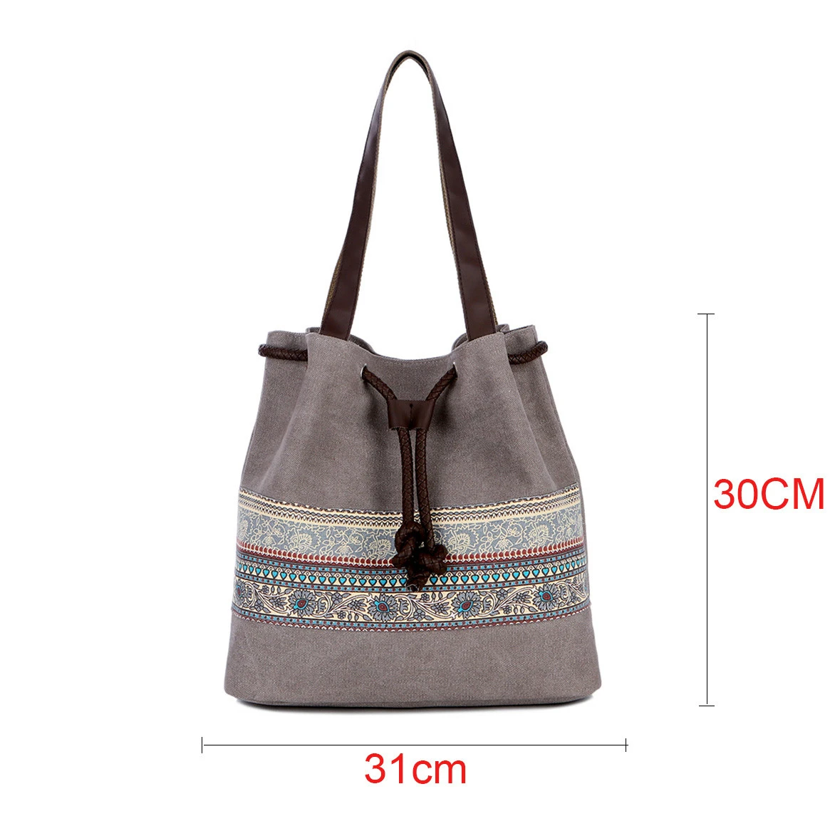 Style Canvas Handbags Women Drawstring Bucket Bag Lady Cheap Shoulder Single Shoulder Shopping Bags Floral Printed Beach Bag 820