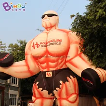 EXQUISITE CRAFTS 10mh inflatable muscular man cartoon inflating personalized advert LOGO for gym strong guy decoration balloon