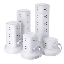 Multi Layer Vertical Power Socket Powerboard Multi Layer Vertical Tower Socket 6 USB Port Outlet Charger Power Strip Protector