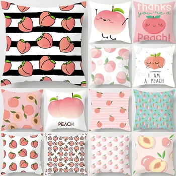 

Pink Peach Fruit Pattern Decorative Cushions Pillowcase Polyester Cushion Cover Throw Pillow Sofa Decoration Pillowcover 40963