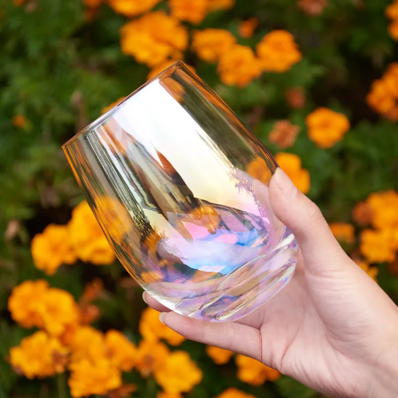 Креативная ионная красочная стеклянная кружка, маленькие Сказочные Хрустальные стеклянные кружки, Радужный стеклянный бокал для вина, красочные круглые чашки насоса живота