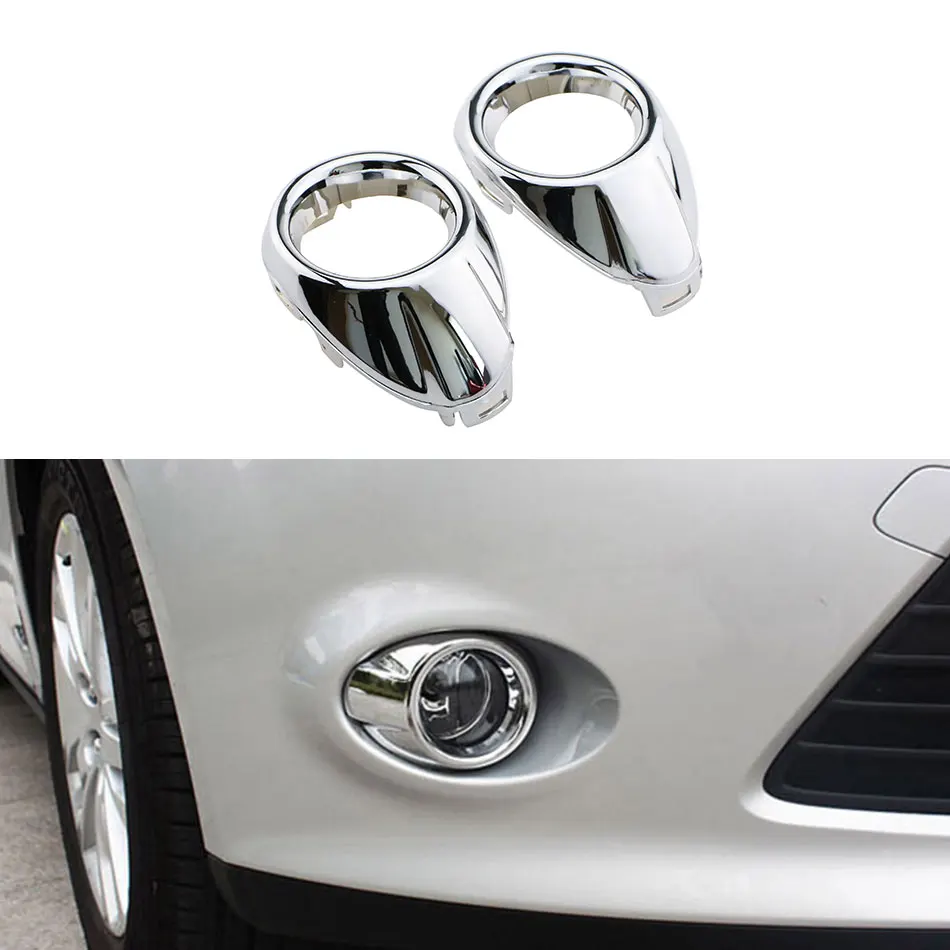 2Pcs/Set Abs Chrome Car Front Fog Lamps Frame Modified Head Lights Cover Case for Ford Focus 3 MK3 2012 - 2015 Accessories | Автомобили и