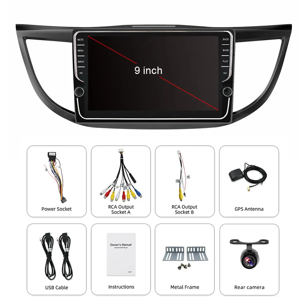 Clearance Eunavi 4G+64G Android 9.0 4G Car Radio Multimedia Audio Player Navigation GPS 2Din For Honda CRV 2012 2013 2014 2015 2016 PX6 4