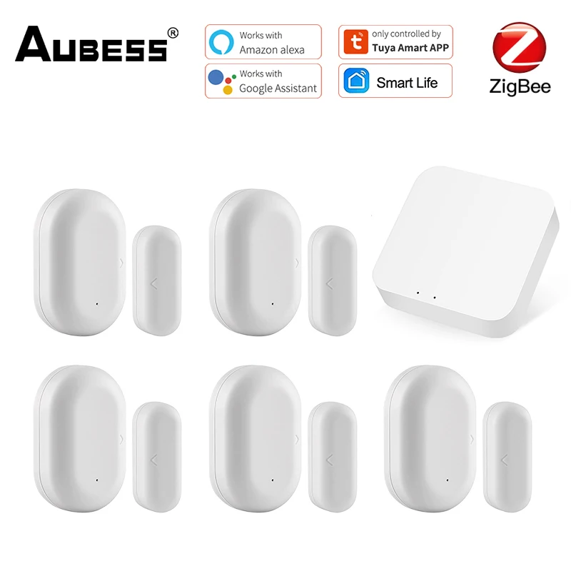 Aubess Smart Window Door Sensor ZigBee3.0 Tuya Window Sensor Door Open /Closed Detectors Home Security Alarm Work With Gateway