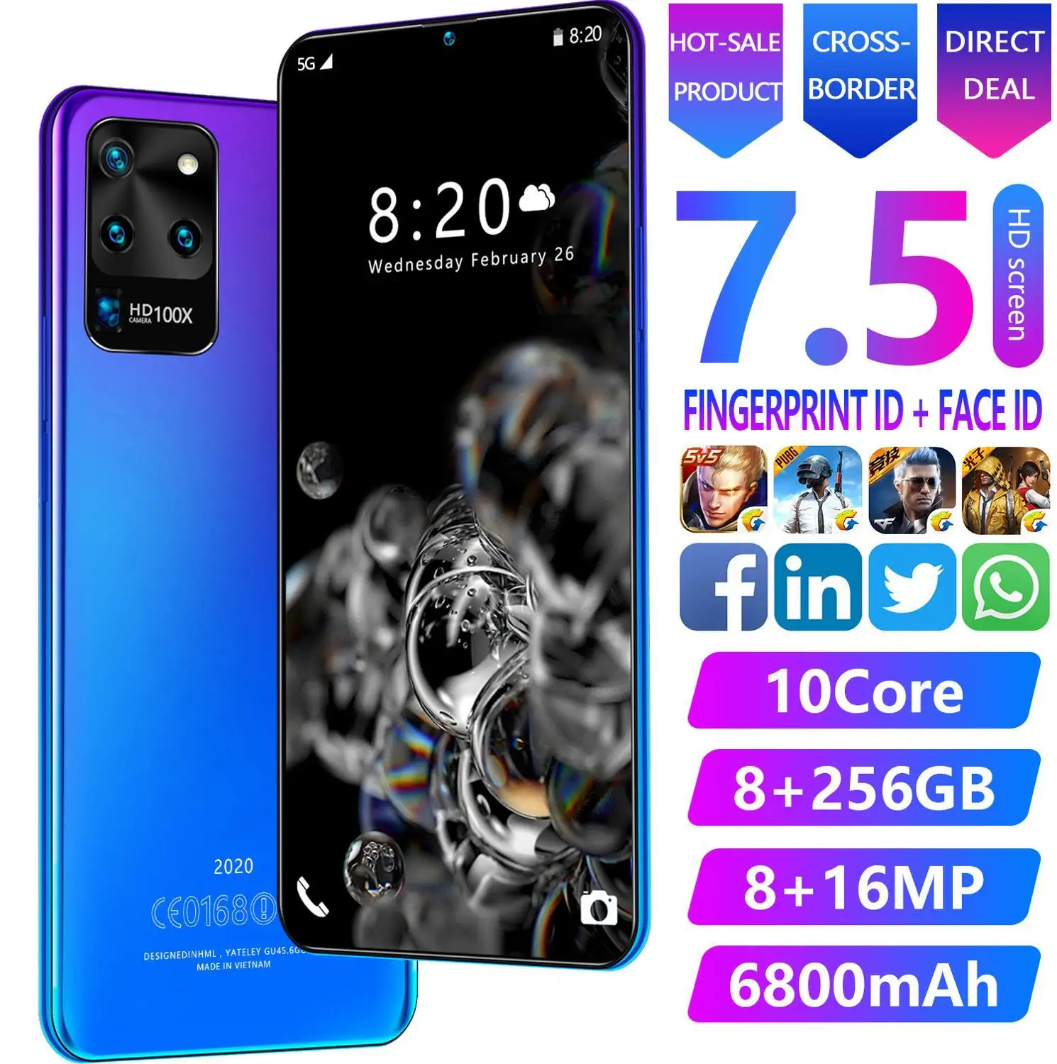 2020 New network 7.5 inch Galay S20 8GB RAM 256GB