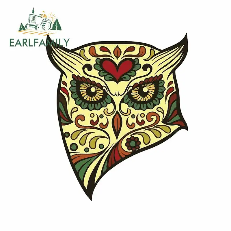 EARLFAMILY 13cm x 10.9cm for OWL HEAD SUGAR SKULL Colorful Car Sticker and Decals Waterproof Auto Funny Decal Occlusion Scratch |
