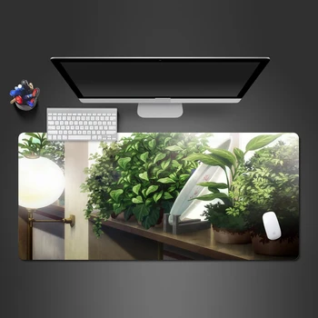 

A Pair Of Warm Indoor Green Potted Mouse Pad High Quality Natural Rubber Durable Overlock Mouse Pad Hd Printed PC Mouse Mat