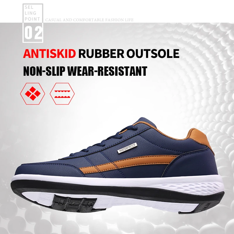 Men's Sports Casual Shoes Fashion PU Leather Shoes Outdoor Spring/Autumn Comfortable Flat Sneakers