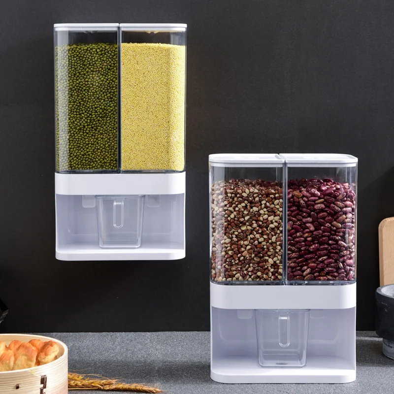 3/4l Large Plastic Pushtype Multi Grains Storage Box Kitchen Wall