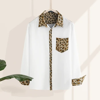 

INCERUN Fashion Men Brand Dress Shirt Long Sleeve Leopard Patchwork Casual Streetwear Camisa Masculina Lapel Chic Shirts 2020