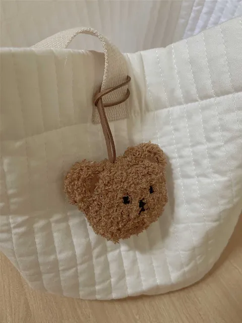1-5Pcs Cute Cartoon Plush Bear Head Keychain Pompom Car Key Ring Women Girl Bag Pendant Key Chains Jewelry 7x18cm 3