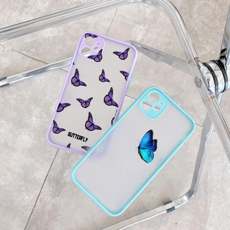 Blue Purple Butterfly Aesthetic Phone Case For Iphone 6s 7 8 Plus Se Back Cover For Iphone 11 12 13 Pro Max X Xs Max Xr Mobile Phone Cases Covers Aliexpress